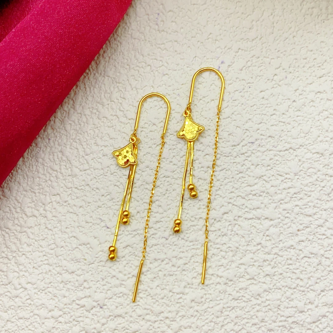 【木韵阁】足金999 黄金5G鱼鳞裙子耳线时尚百搭耳线 2.43