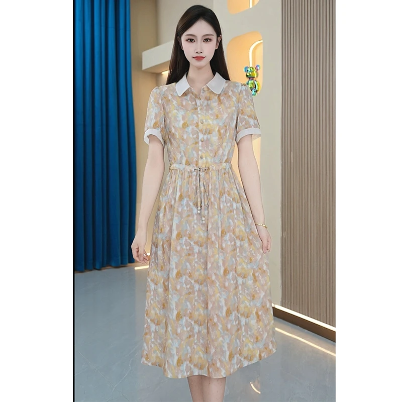 【JJ-X180】2025夏季气质修身显瘦优雅碎花女装连衣裙大码洋气女