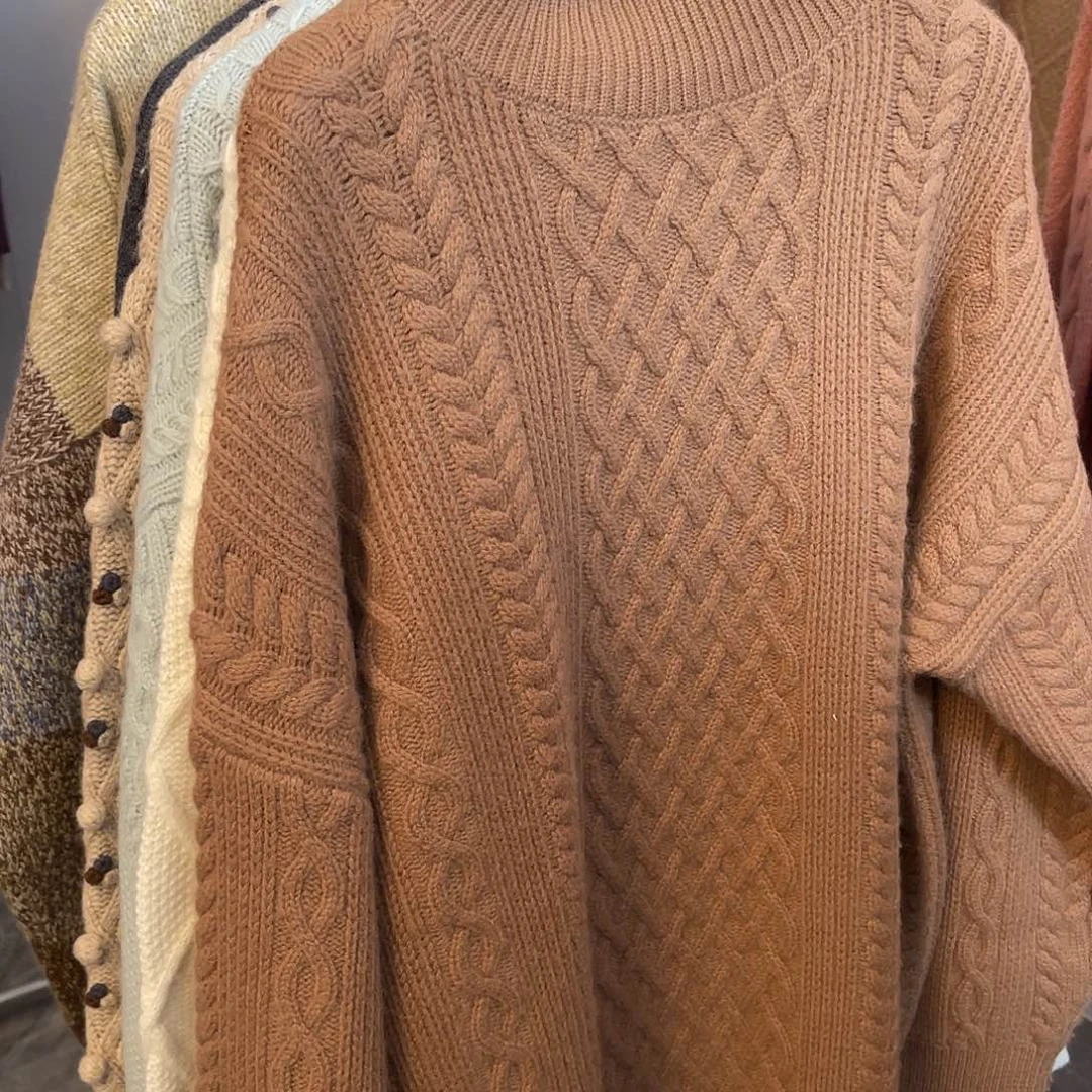 重工 高领 纽花 加厚 羊绒衫