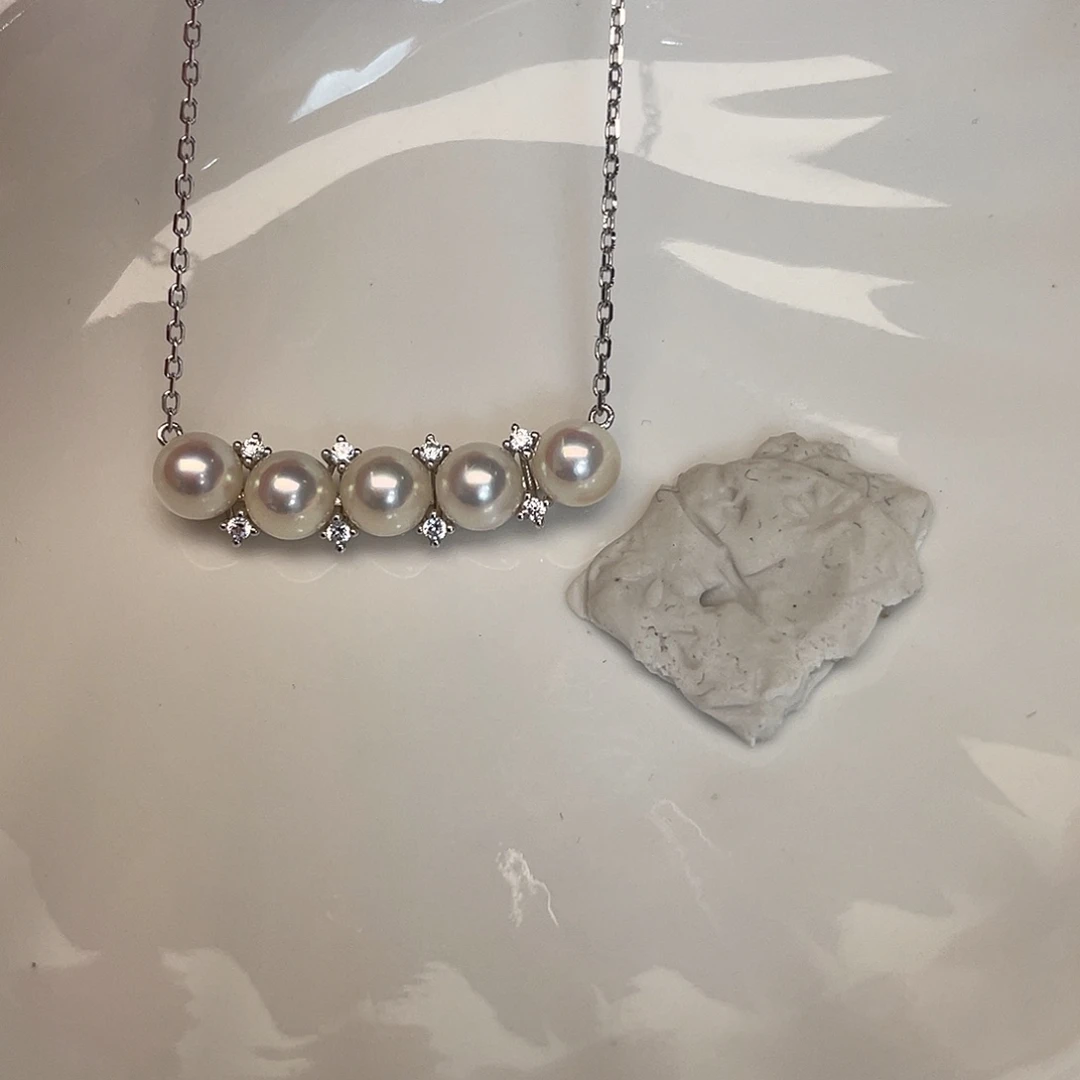 银S925镶嵌项链海水珍珠