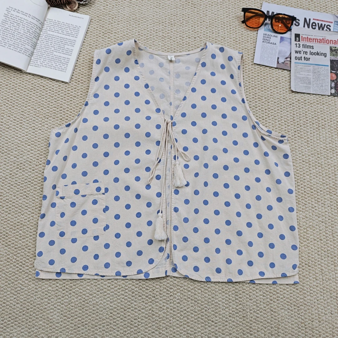 2025夏季季休闲百搭宽松波点马甲外套1195