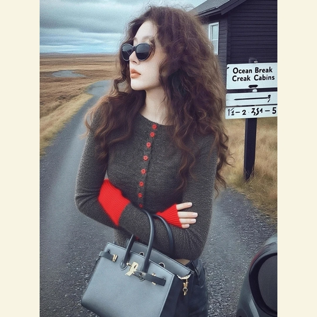 冬季巨好看的轻熟上衣软糯慵懒风独特漂亮韩系氛围感灰色针织衫女