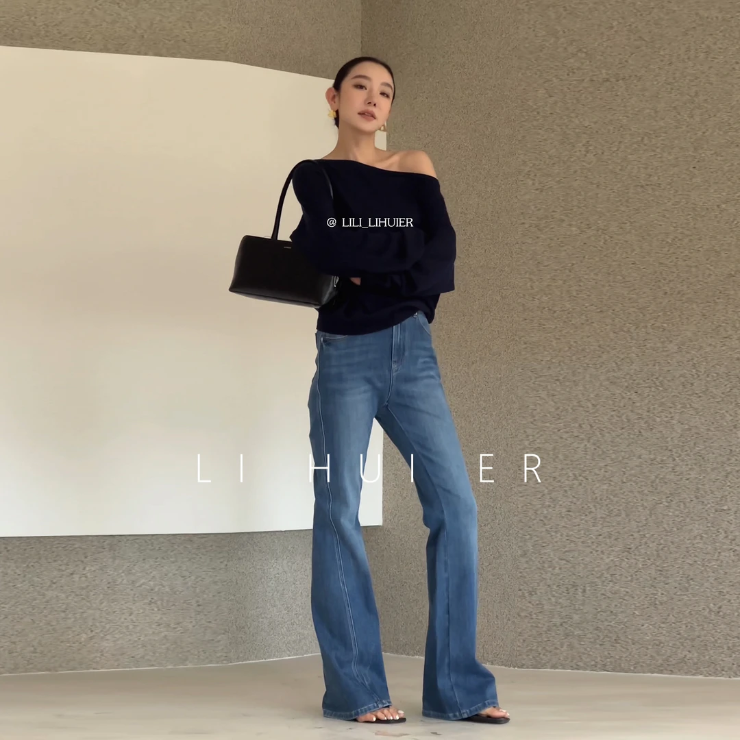 LiHuiEr李慧儿【马略卡海岸】2025秋季新款百搭蓝色牛仔裤J-YC-708