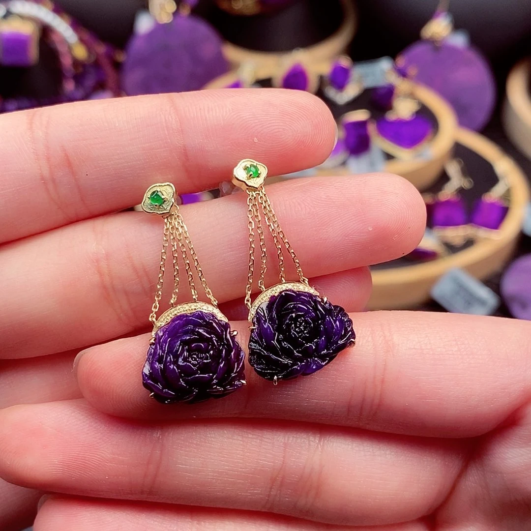 苏纪石（舒俱来）耳饰18K金镶嵌