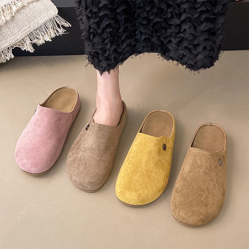 复古勃肯鞋包头半拖鞋女夏外穿2025新款内增高厚底一脚蹬懒人凉拖