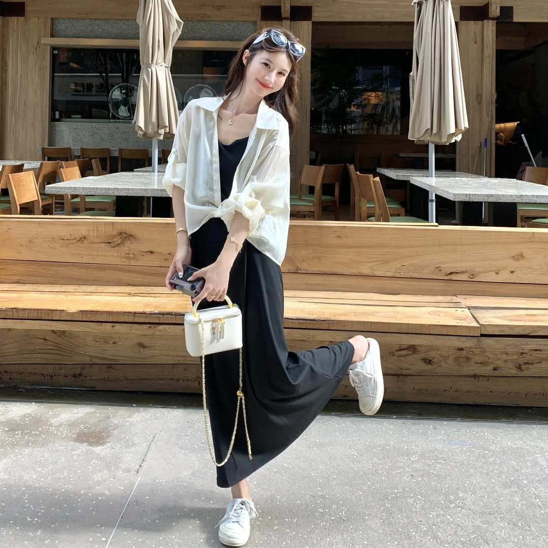 休闲裙子优雅长裙时尚连衣裙套装女2025秋季新款法式慵懒风两件套