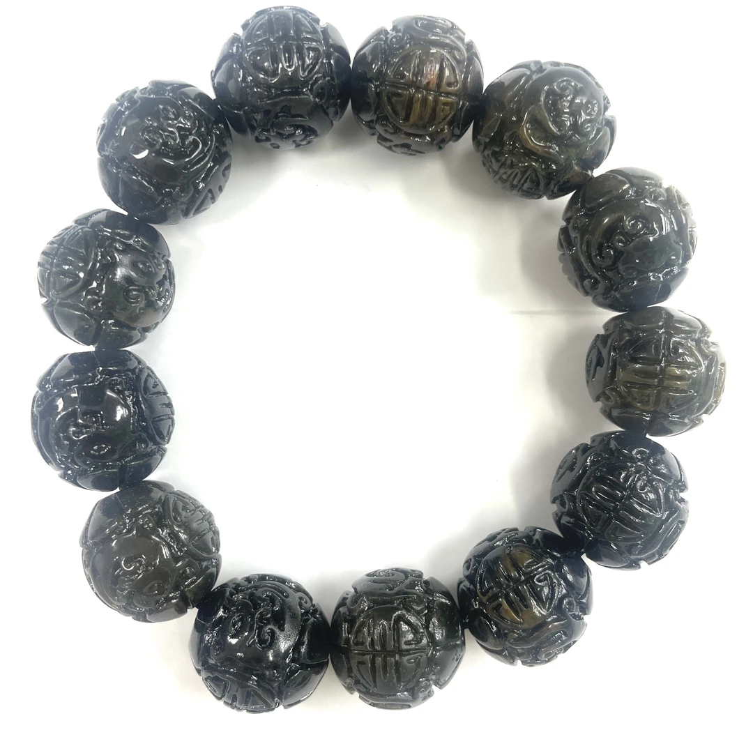 B138号17mm回纹雕刻圆珠手串