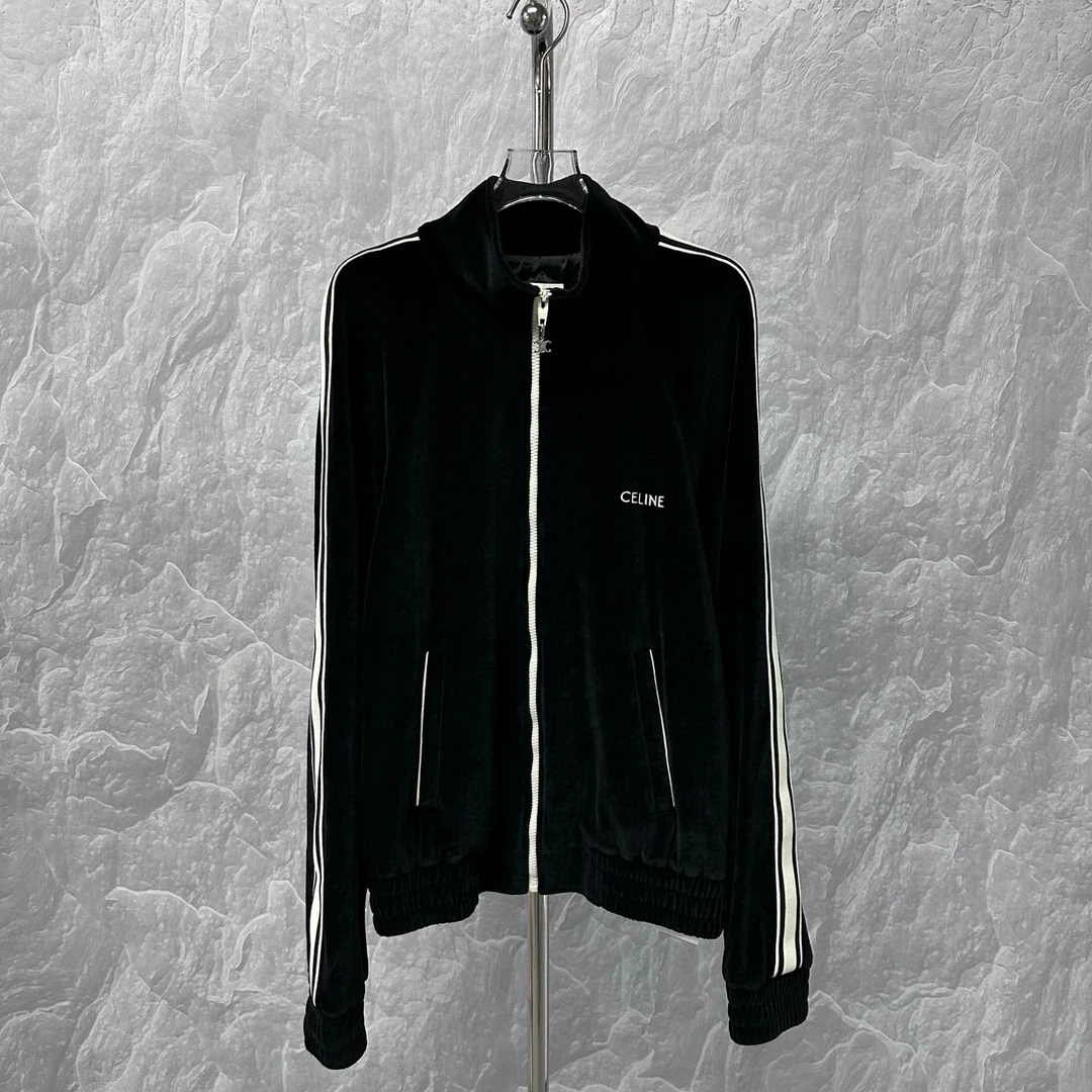 未使用 Celine/思琳 SS24 刺绣丝绒条纹外套 L码 J01038