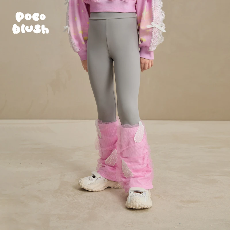 poco blush原创设计羽翼天成打底瑜伽裤女童春夏新款凉感长裤外穿