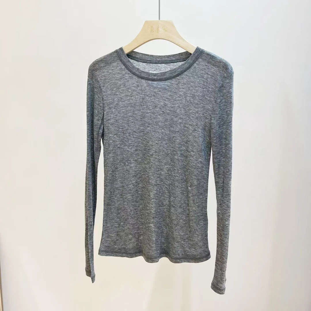 【秀秀新品】 后领手缝标天丝羊毛长袖防晒简约（建议手洗）