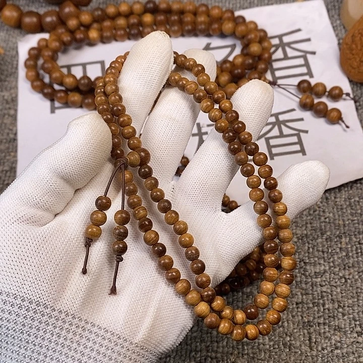 檀香木手串/手链老山檀香黑肉满纹0.6/108沉水微瑕