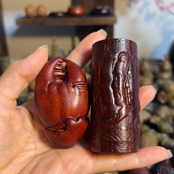 把件小叶紫檀两个一对