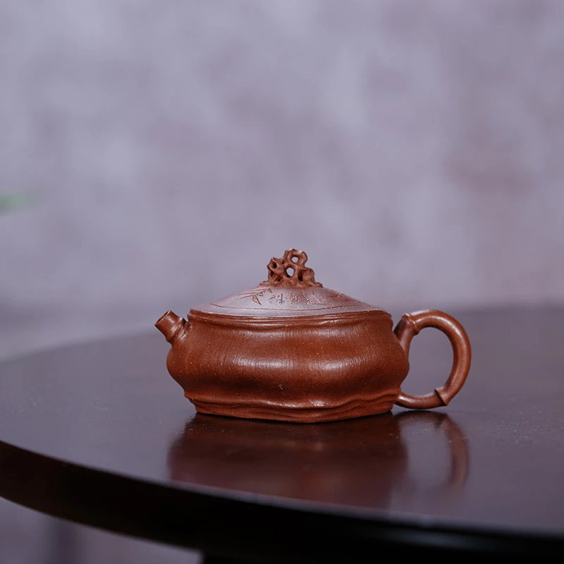 原矿全手工底槽青竹石花器紫砂壶150cc