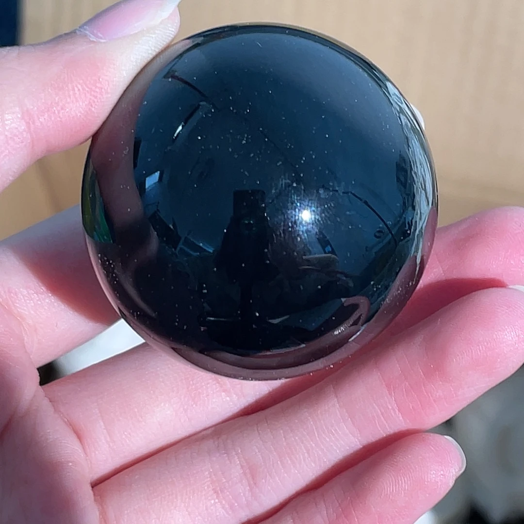 黑曜岩未镶嵌手串金耀石46mm球71号