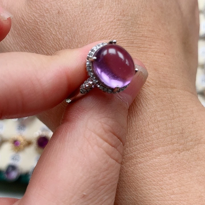 紫晶戒指银S925镶嵌山*
