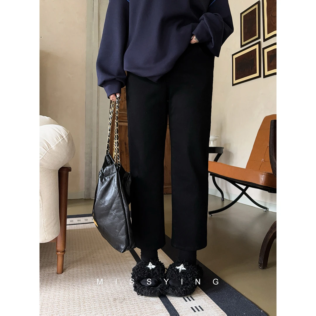 应小姐【布罗克港2.0】微胖大码韩系休闲风时尚水洗百搭直筒牛仔裤