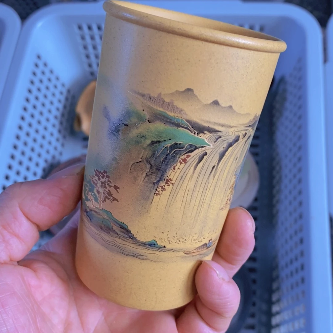 茶杯绿泥紫砂紫砂