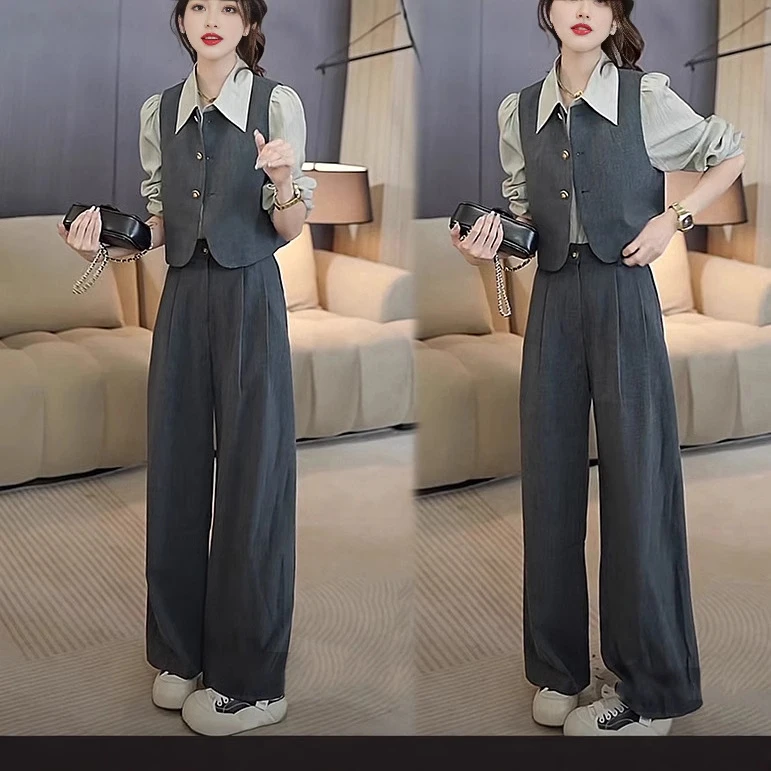 2025春装新款法式纯欲减龄轻熟风时尚套装女款职业服三件套女装