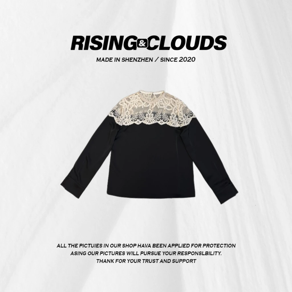 佩吉【天后】早春欧若风显瘦拼接花边衬衫020469