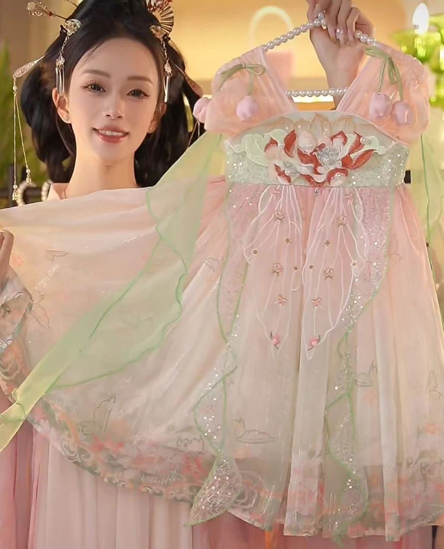 海宁1【花语】2025新款女童国风仙气中国风夏季汉服裙25206
