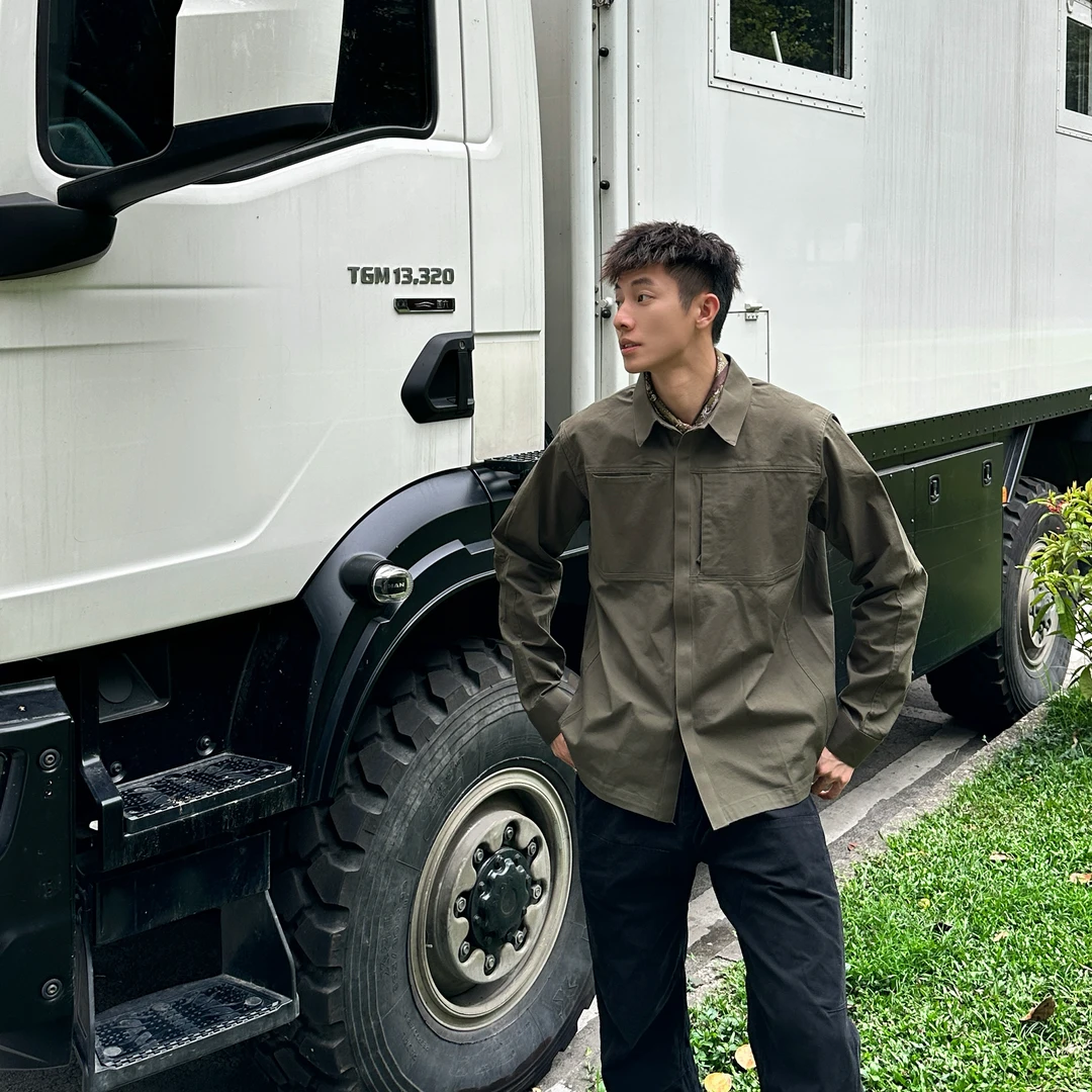 军鸟cronin康宁衬衫春夏男士翻领宽松户外软壳衬衫夹克休闲男外套