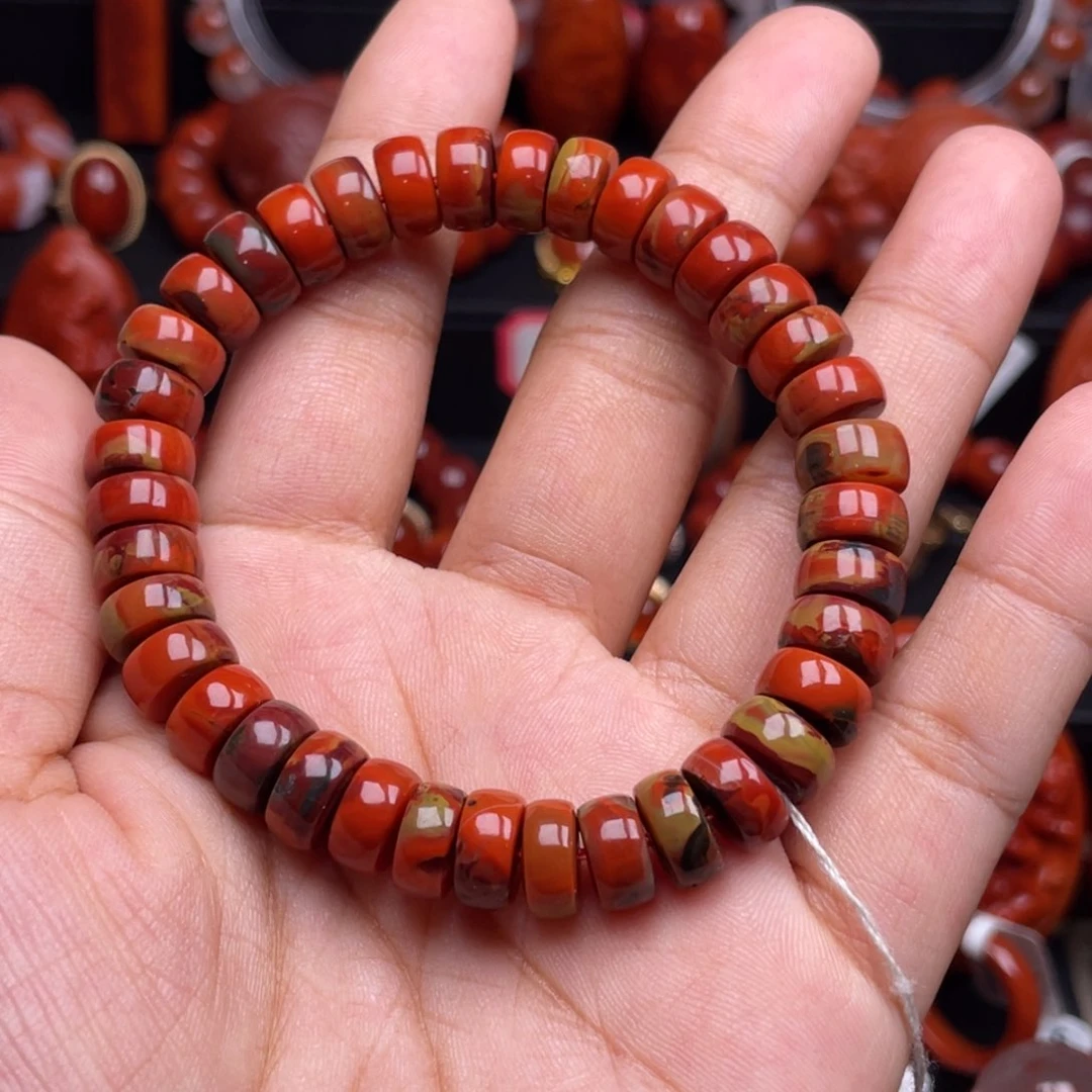 南红玛瑙未镶嵌珠宝奇石单圈9mm