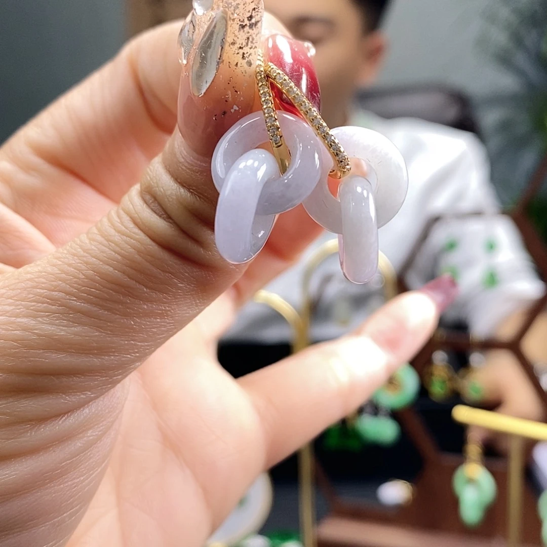 翡翠耳饰银S925镶嵌翡翠