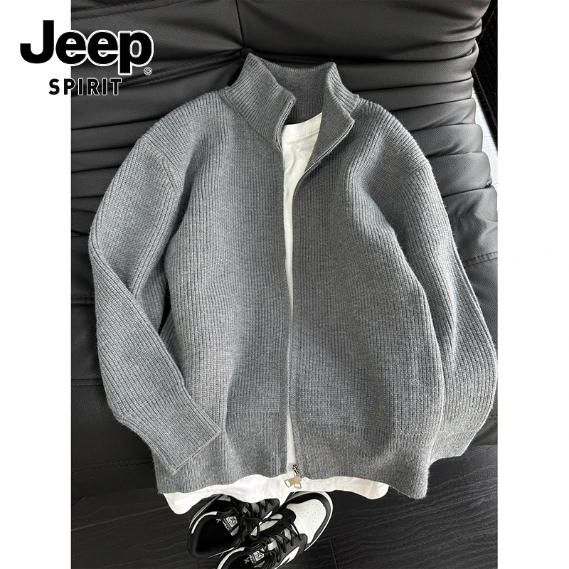 JEEPSPIRIT吉普半高领开衫毛衣男款秋冬打底衫外套cleanfit针织衫