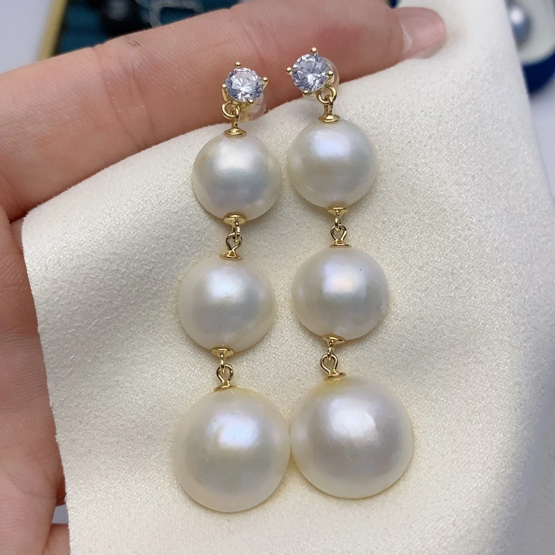 【闪购商品】拼合珍珠（马贝珠）耳饰银S925镶嵌47