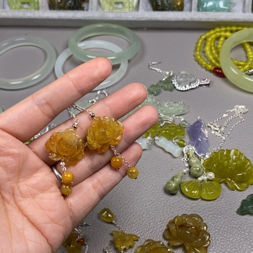 【闪购商品】未镶嵌蛇纹石玉挂件耳饰耳环项链
