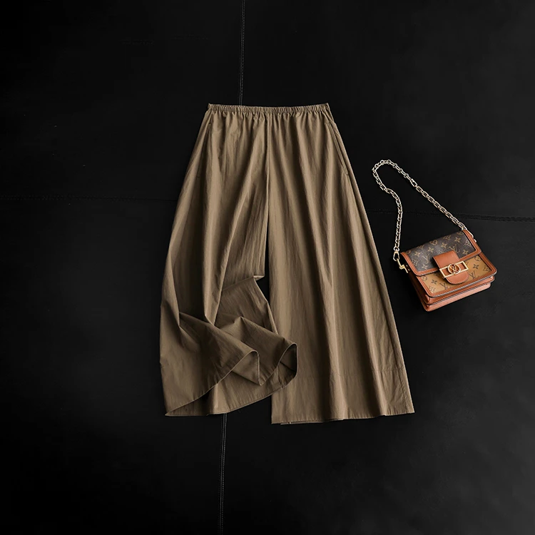 纸袋阔腿裙裤！大气且时髦 极简松紧腰宽松九分裤休闲裤女夏新款