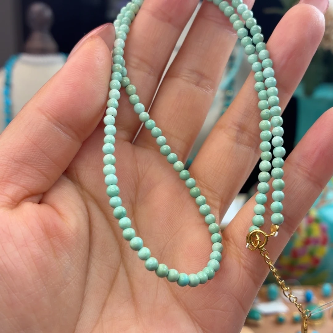 绿松石银S925镀金镶嵌颈饰