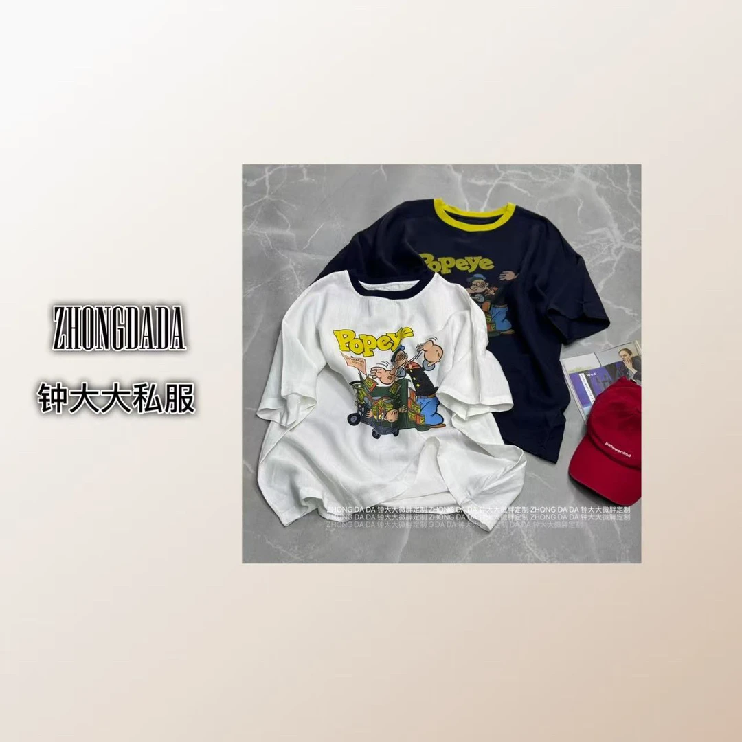ZHONG大大【】2025夏季新款休闲卡通印花宽松短袖上衣11913