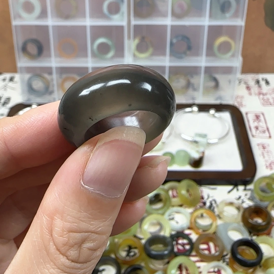 岫玉未镶嵌戒指14码