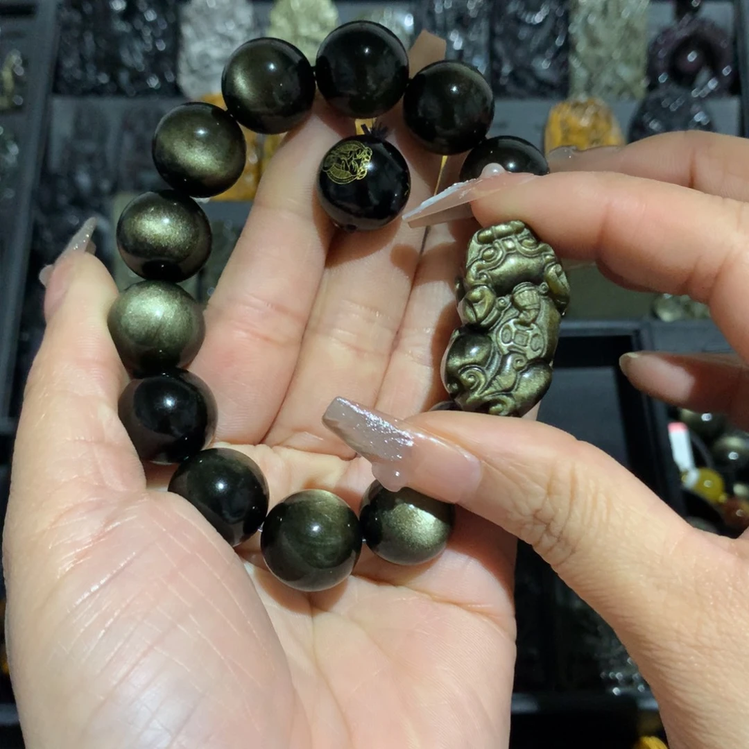 黑曜岩手链未镶嵌会***子