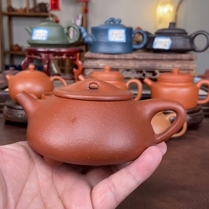 茶壶紫砂红降坡半手工景舟石瓢