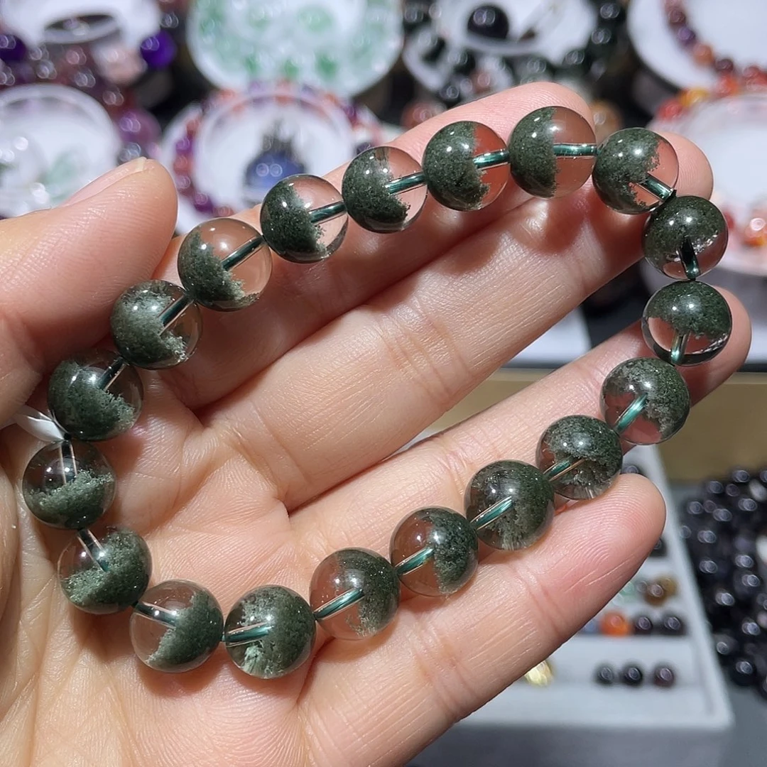水晶手链未镶嵌绿幽灵聚宝盆手串