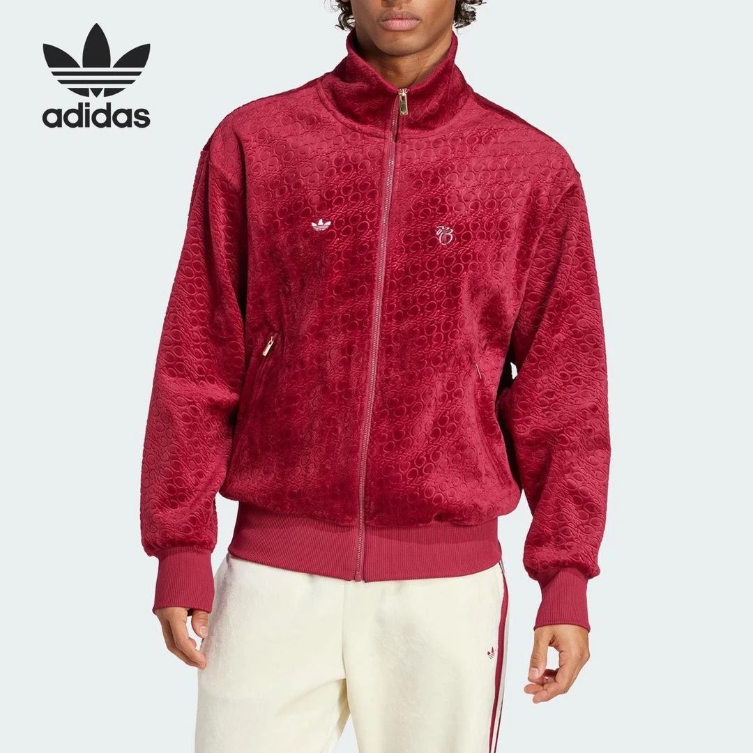 Adidas/阿迪达斯正品三叶草男女户外丝绒拉链足球时尚外套JV9271