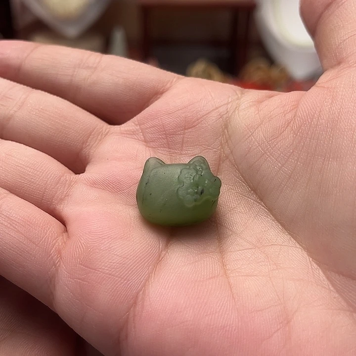 颈饰未镶嵌和田玉（碧玉）Kitty猫