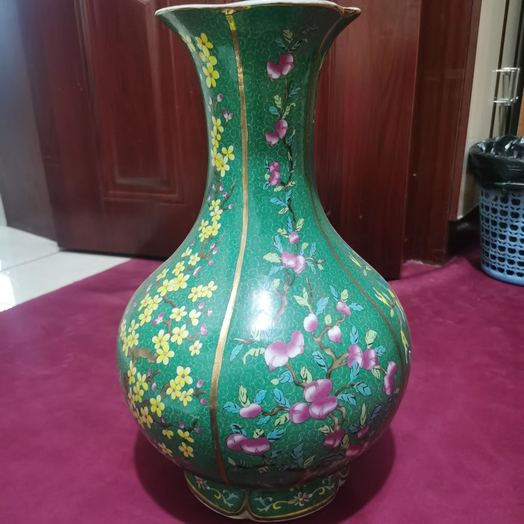 客厅插花中式古复古粉彩电视柜酒柜装饰品