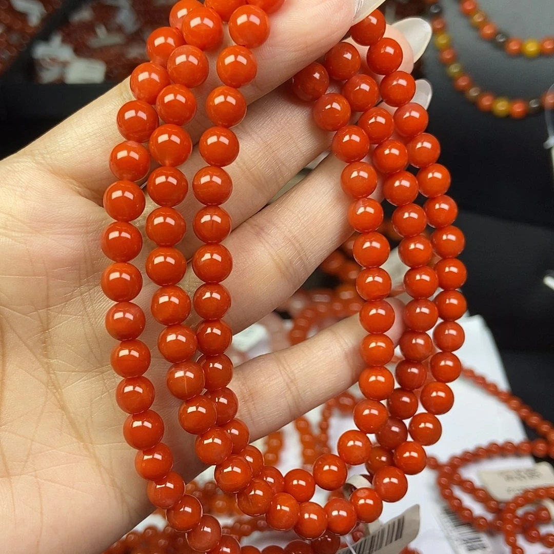 未镶嵌素圈南红玛瑙保山锦红7mm