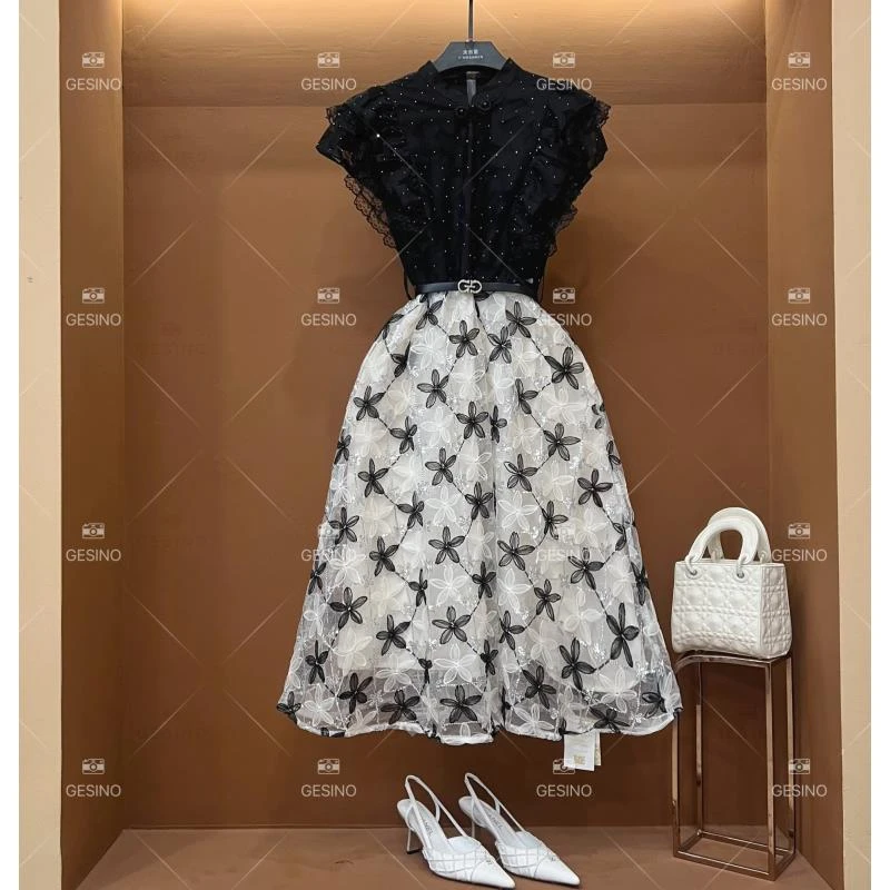 【小满】春夏丨设计师轻奢法式印花女士连衣裙 A788