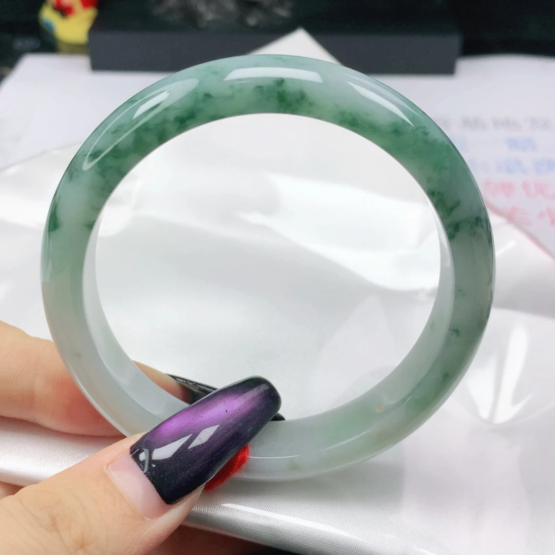 未镶嵌手镯翡翠翡翠57.5半山水飘花正圈