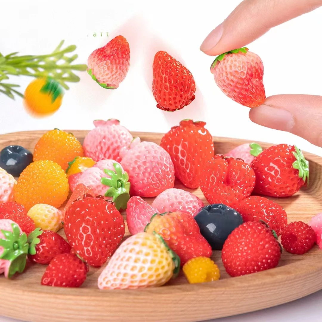 现场拆（纯草莓）仿真微缩水果对对碰diy手工配件益智玩具