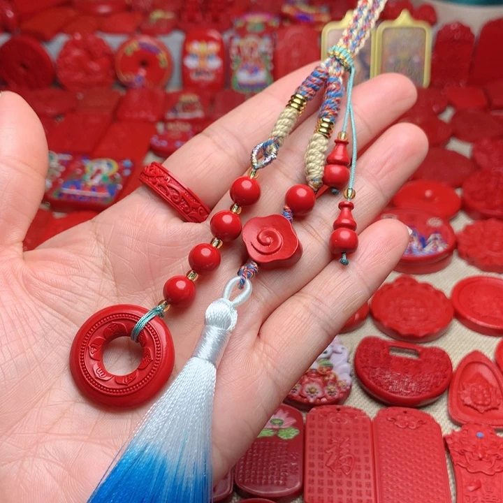 天然辰砂工艺品朱砂车挂