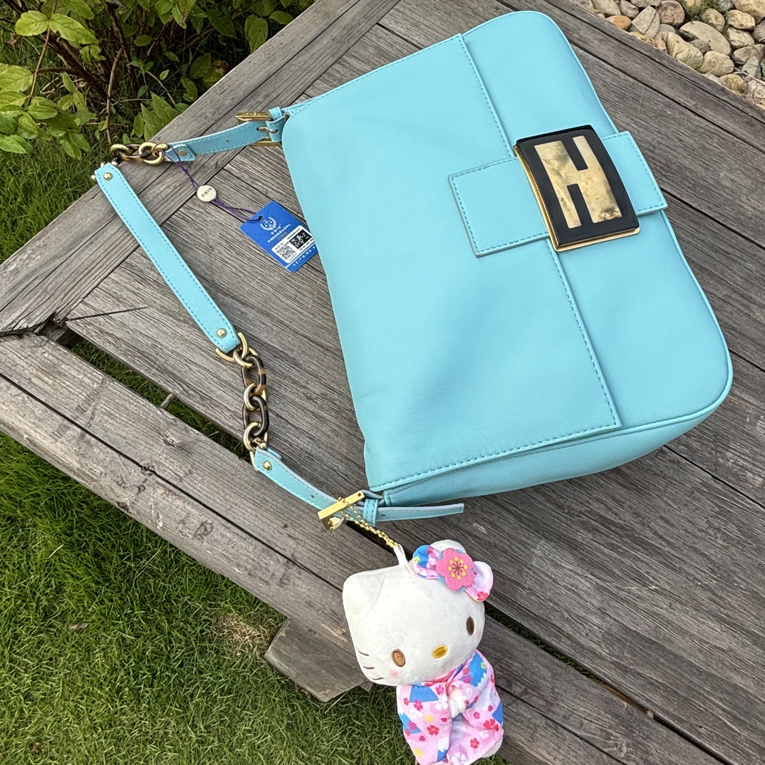 95新 FENDI/芬迪 Fendi 芬迪 95新/二手 LL 糖果蓝大号法棍腋下包