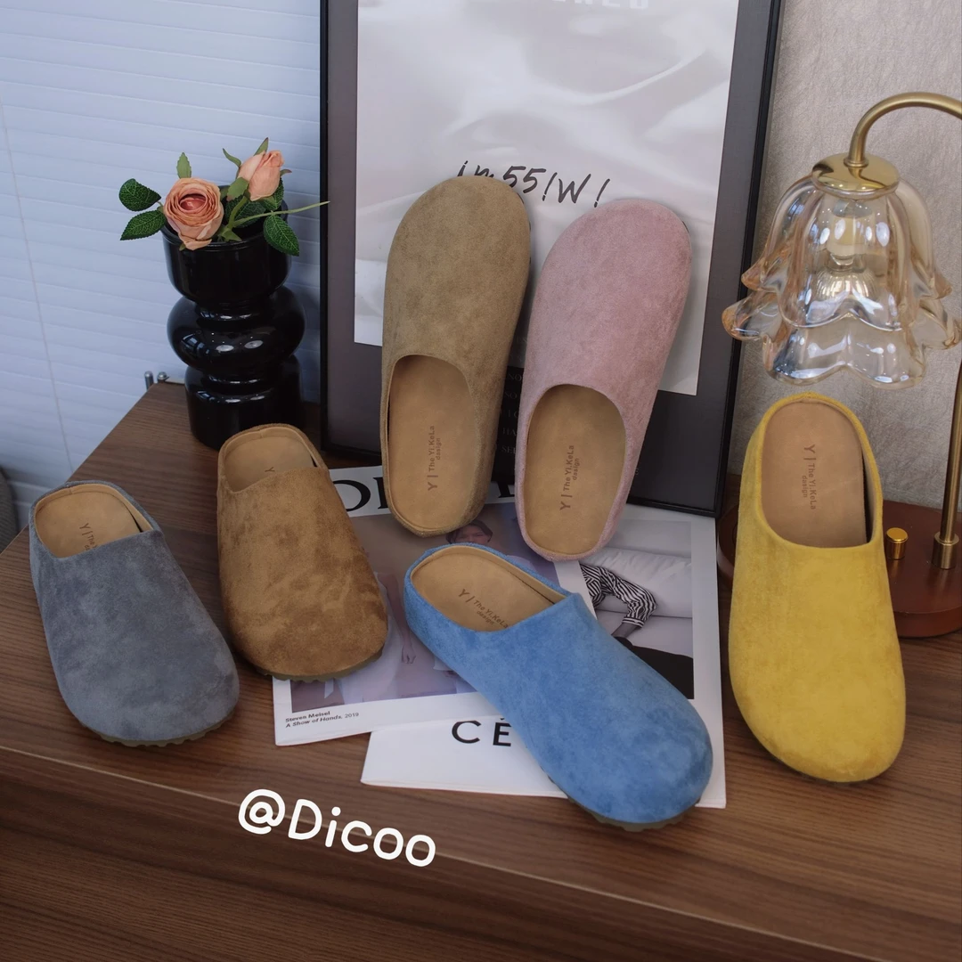 【DICOO】春夏韩系软底包头半拖女休闲复古勃肯鞋懒人轻便防滑拖鞋
