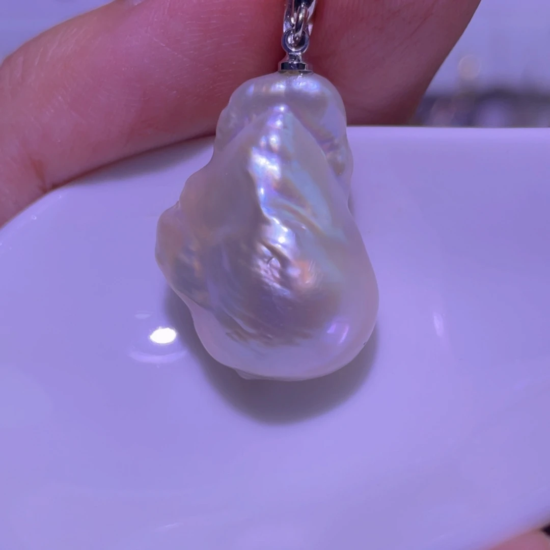 天然淡水珍珠吊坠淡水珍珠银S925镶嵌