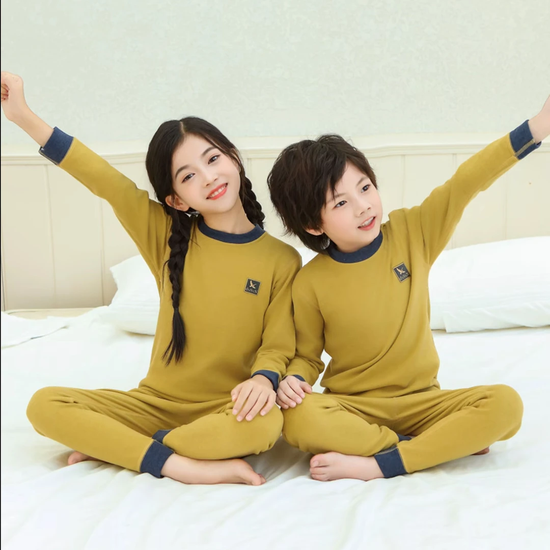 秋冬棉羊毛蚕丝7A抑菌男女童保暖内衣套装宝宝磨毛秋衣秋裤学生