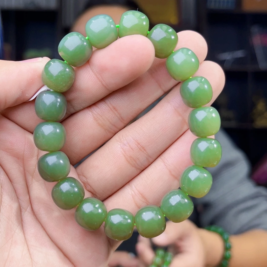 和田玉未镶嵌手串天然和田玉新疆若羌青黄口料卡12老型